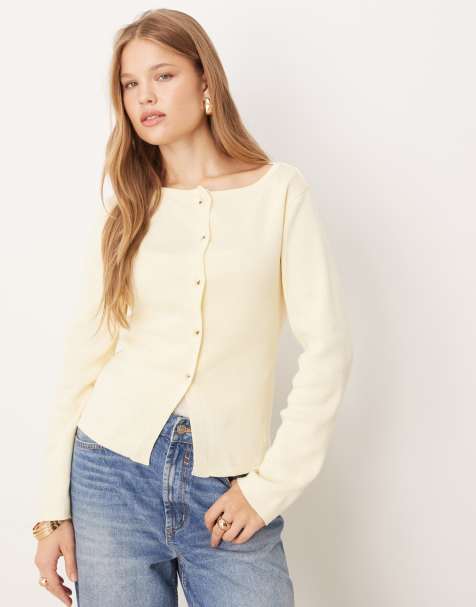 Cárdigan amarillo crema de punto de ASOS DESIGN (parte de un conjunto) - view 1