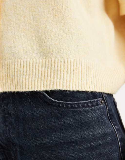 Cárdigan amarillo dorado de manga corta con cuello redondo de punto de Vero Moda, 4 de 4
