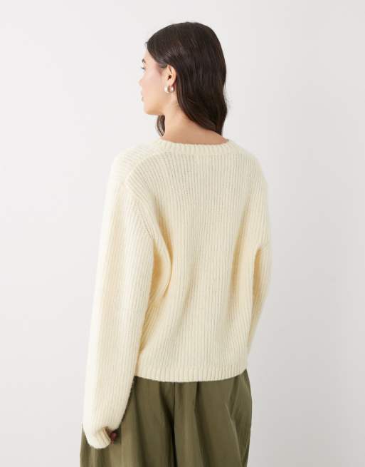 Cárdigan amarillo limón con botones de punto de Monki, 4 de 4