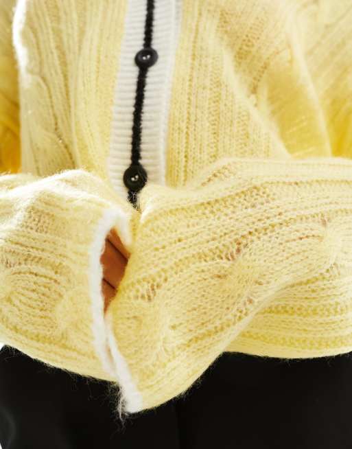 Cárdigan amarillo mantequilla de línea depurada de punto de ochos de ASOS DESIGN, 2 de 4