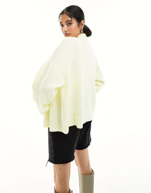 Cárdigan amarillo mantequilla estilo camisa con cuello de solapas de punto de ASOS DESIGN, 4 de 4