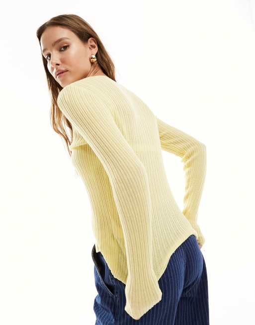Cárdigan amarillo pastel abotonado de punto de ASOS DESIGN, 2 de 4