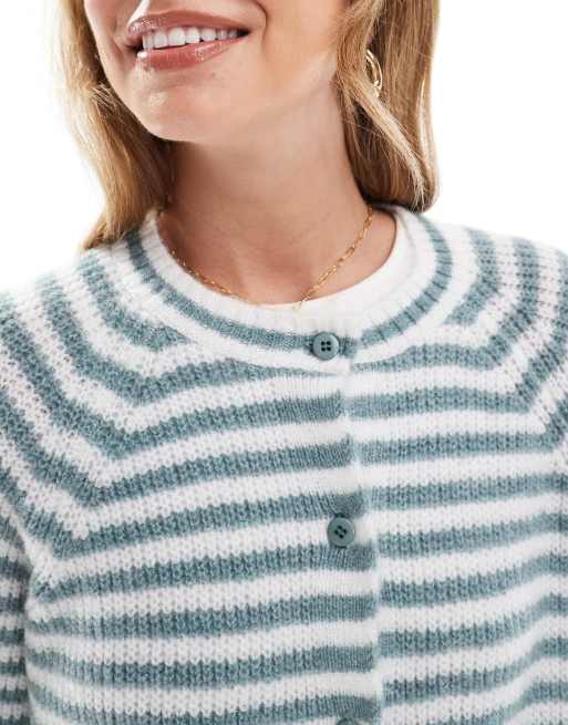 Cárdigan azul a rayas con mangas de raglán de punto de ASOS DESIGN, 3 de 4