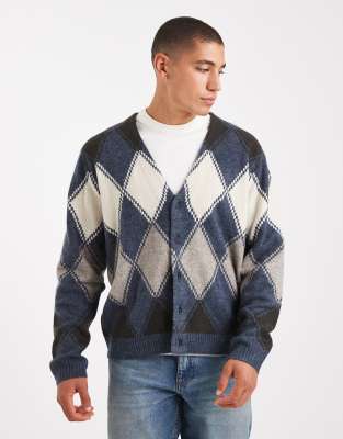 Jersey Rojo Y Burdeos Con Patrón De Rombos De Punto Mullido De Asos Design