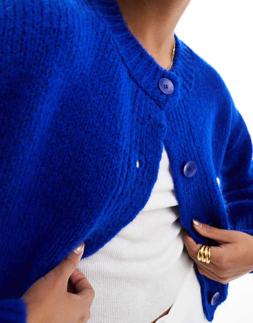 Cárdigan azul cobalto con cuello redondo de punto suelto de ASOS DESIGN, 3 de 4