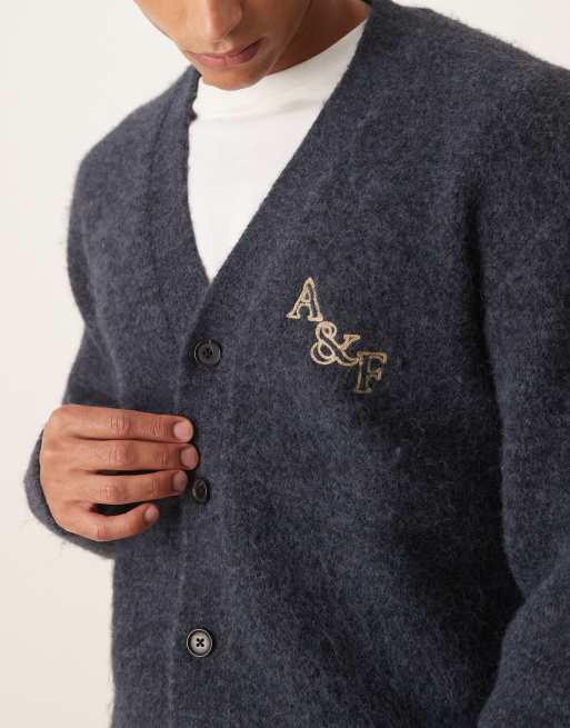Cárdigan azul marino extragrande con logo de Abercrombie & Fitch, 5 de 5