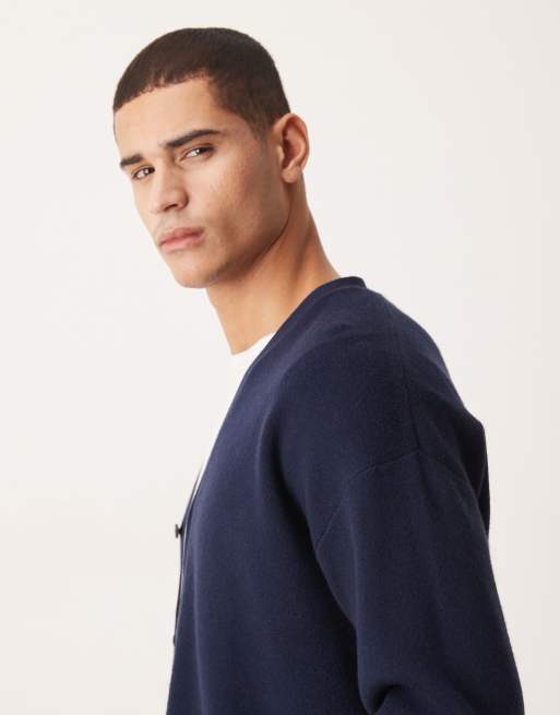 Cárdigan azul marino holgado con cuello de pico de punto de ASOS DESIGN, 4 de 5