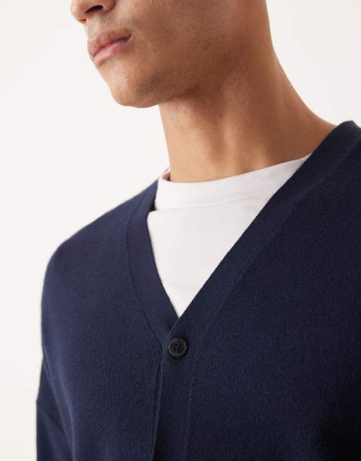 Cárdigan azul marino holgado con cuello de pico de punto de ASOS DESIGN, 5 de 5