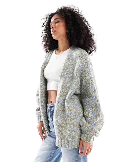 Cárdigan azul moteado extragrande sin cierres de punto grueso de ASOS DESIGN, 2 de 4