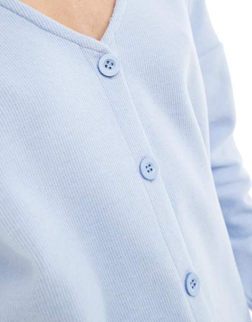 Cárdigan azul pastel de corte cuadrado extragrande de tejido muy suave de ASOS DESIGN, 3 de 4