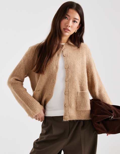 Cárdigan beis con bolsillos de parche de punto de ASOS DESIGN - view 1