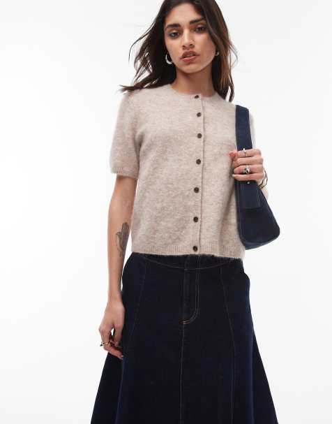 Cárdigan beis de manga corta de mezcla de lana de alpaca de ARKET - view 1