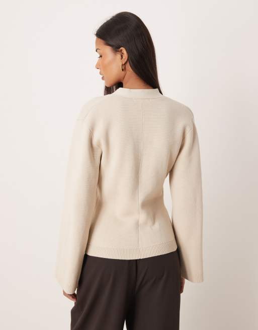 Cárdigan beis de punto de algodón puro de Gina Tricot, 4 de 4