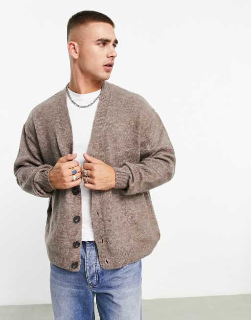 Cárdigan beis de punto mullido de ASOS DESIGN