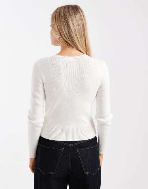 Cárdigan blanco con botones dorados de Hollister, 4 de 4