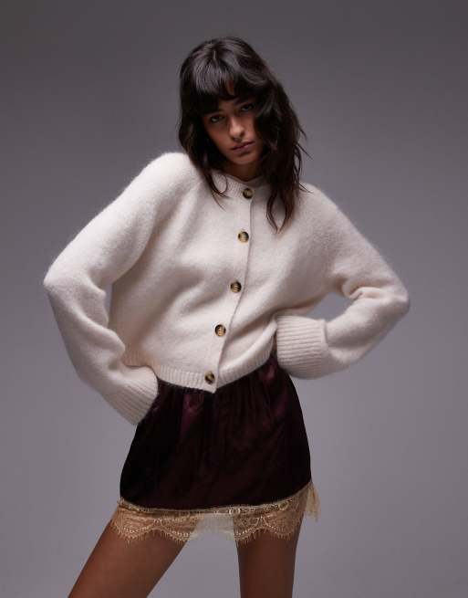Cárdigan blanco hueso de mezcla de lana y lana de mohair de & Other Stories