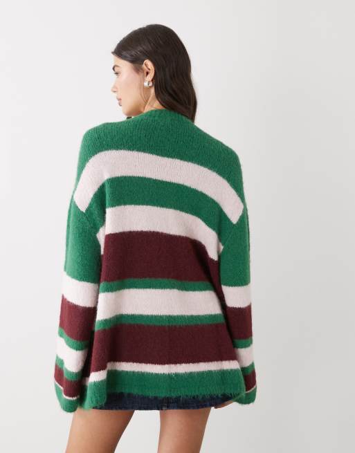 Cárdigan burdeos y rosa a rayas extragrande de Monki, 4 de 4