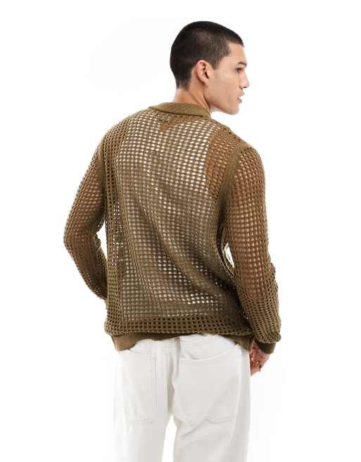 Cárdigan caqui con flores bordadas, solapas y botones de croché de ASOS DESIGN, 2 de 4