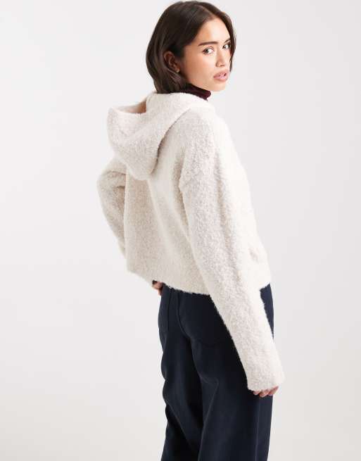 Cárdigan color avena con capucha y botones de bouclé de Miss Selfridge, 3 de 4