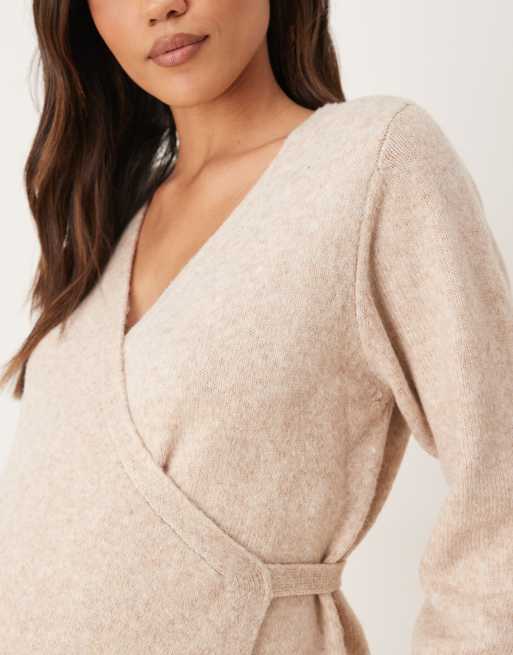 Cárdigan color avena cruzado de ASOS DESIGN Maternity, 3 de 4