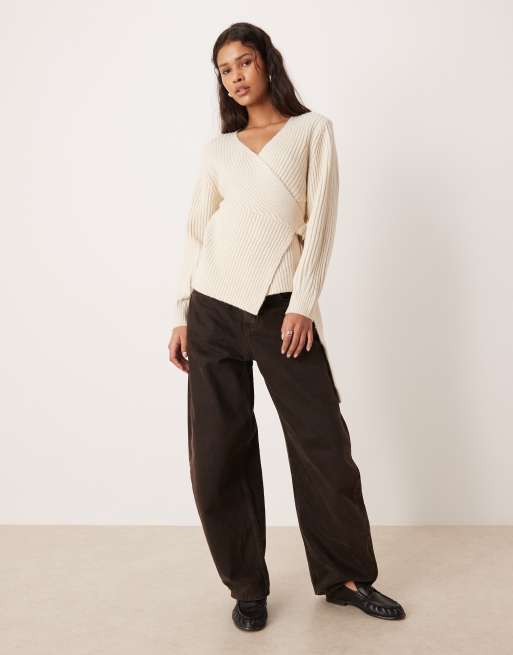Cárdigan color avena cruzado de ASOS DESIGN, 4 de 4
