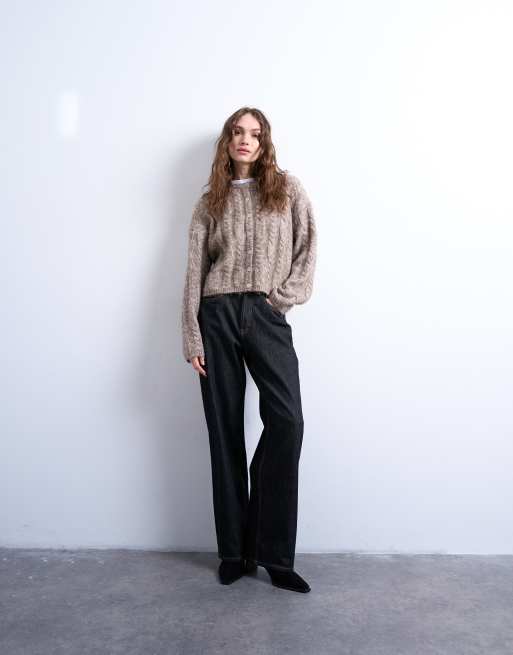 Cárdigan color avena de punto de ochos mullido de Topshop, 4 de 4