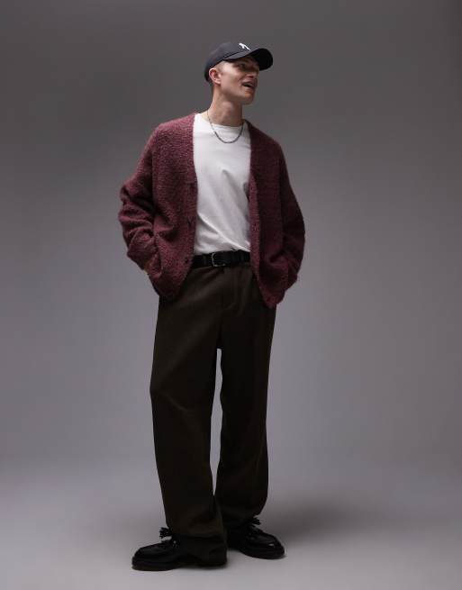 Cárdigan color baya extragrande de bouclé de Topman, 4 de 4