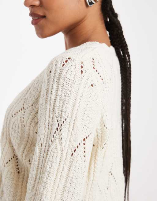 Cárdigan color crema con lazada delantera de New Look, 3 de 4