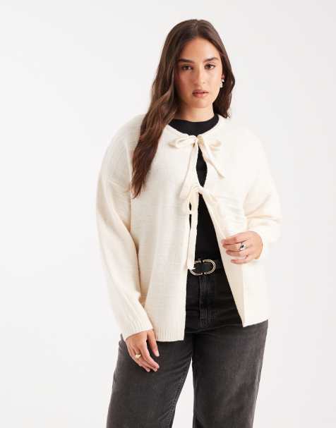 Cárdigan color crema con lazada delantera de Vero Moda Curve - view 1