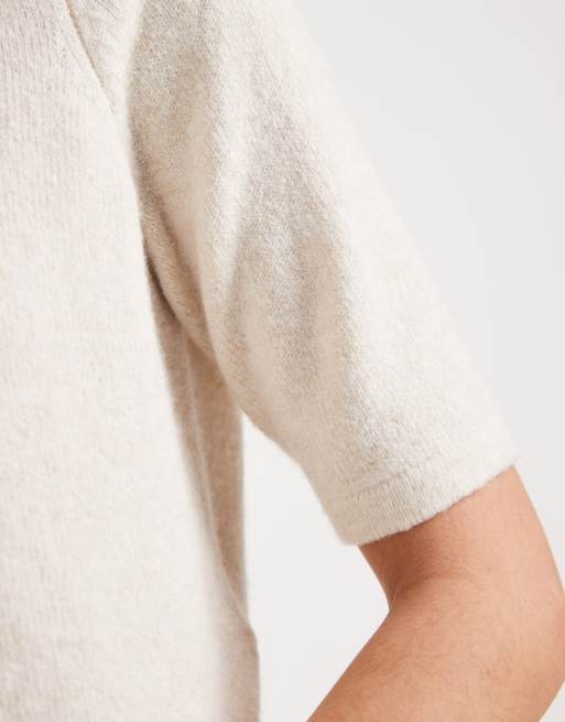 Cárdigan color crema de manga corta con cuello redondo de punto de Vero Moda, 2 de 4