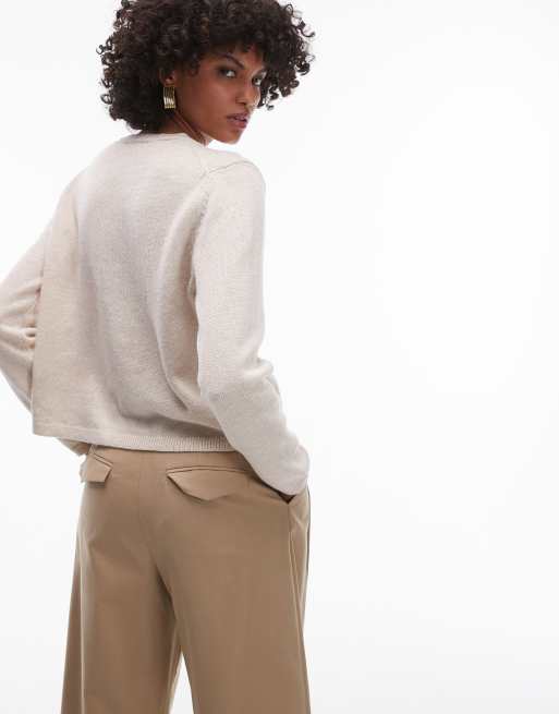 Cárdigan color crema de punto de Selected Femme, 2 de 4