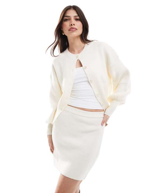 Cárdigan color crema estilo bomber de punto de Pretty Lavish (parte de un conjunto)