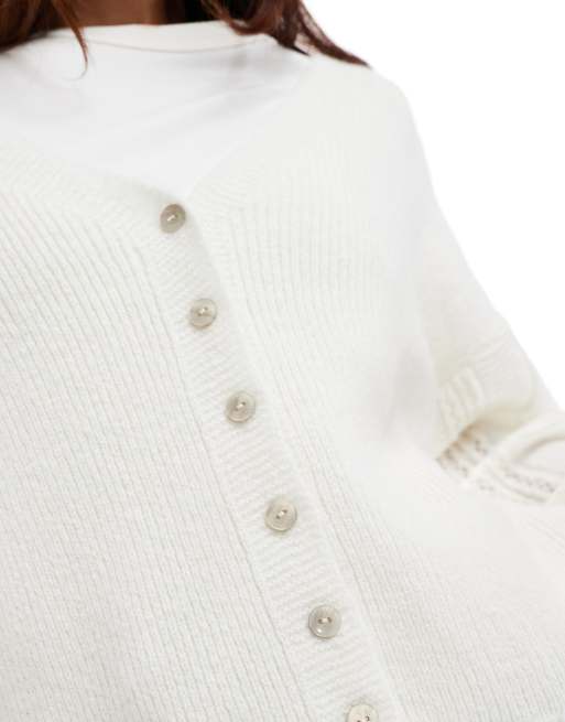 Cárdigan color crema extragrande con hombros caídos de punto variado de ASOS DESIGN, 3 de 4