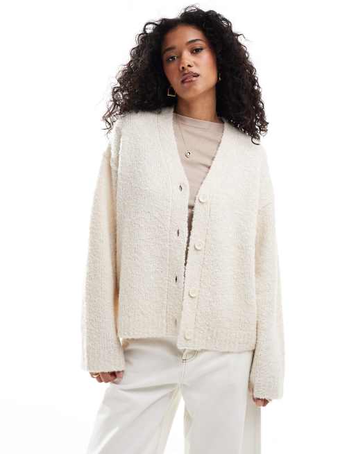 Cárdigan color crema extragrande de bouclé de ASOS DESIGN