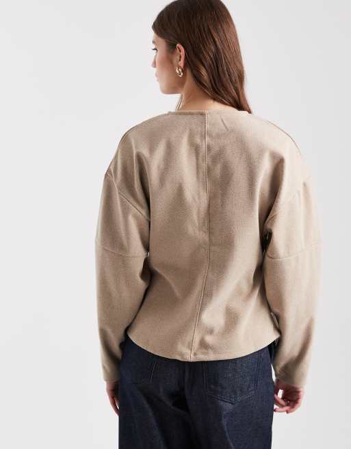 Cárdigan color crema jaspeado estructurado con mangas cocoon de punto de Vero Moda, 4 de 4