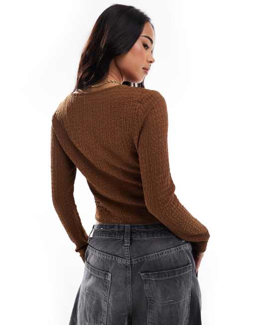 Cárdigan color jengibre de punto efecto burbuja de Miss Selfridge, 4 de 4