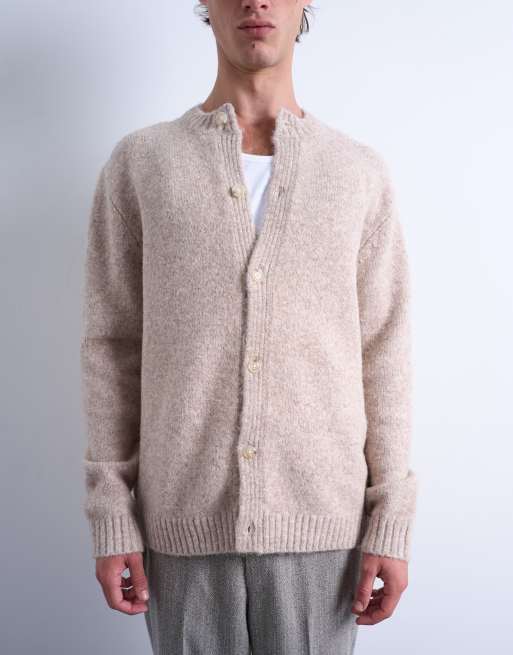 Cárdigan color piedra con cuello redondo de Topman, 5 de 5