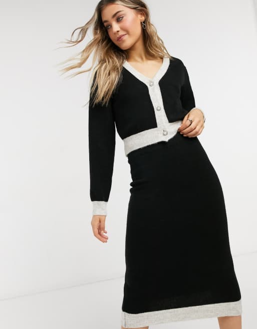 Cárdigan con ribetes y botones tipo joya de ASOS DESIGN (parte de un conjunto)