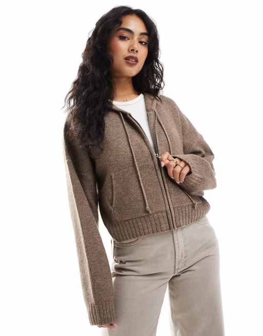Cárdigan corto color moca estilo chaqueta bomber de punto Luxe de Cotton On