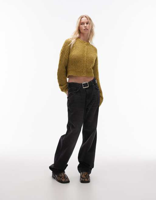 Cárdigan corto verde de punto de ochos mullido de Topshop, 3 de 4