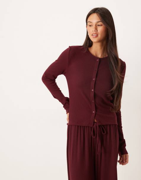 Cárdigan de estar por casa burdeos de canalé Mix & Match de ASOS DESIGN - view 1