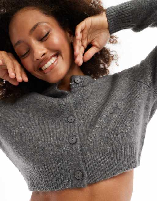 Cárdigan de estar por casa corto gris de punto suave de Cotton On, 4 de 4