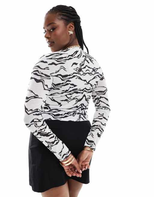 Cárdigan de manga larga con estampado de cebra de malla de ASOS DESIGN Curve, 3 de 4