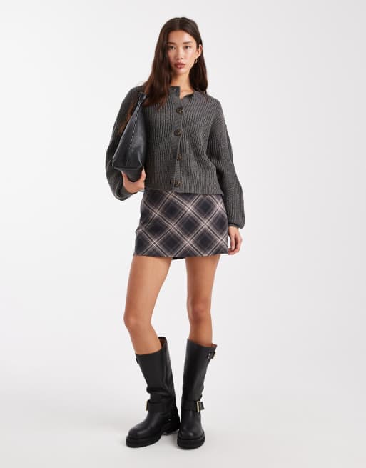 Cárdigan gris asfalto con cuello redondo de canalé grueso de Vero Moda, 4 de 4