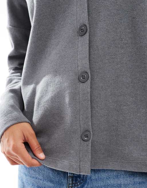 Cárdigan gris carbón de corte cuadrado extragrande de tejido muy suave de ASOS DESIGN, 3 de 4