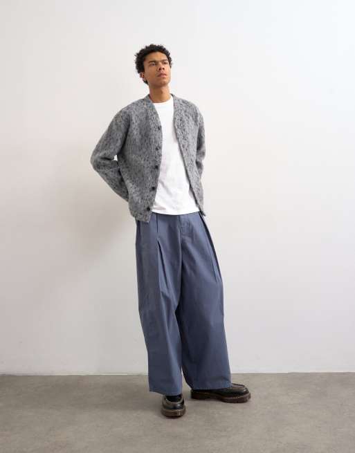 Cárdigan gris con estampado de leopardo de mezcla de lana texturizada de Topman, 2 de 5