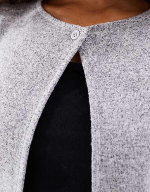 Cárdigan gris con un botón de punto de ASOS DESIGN, 3 de 4