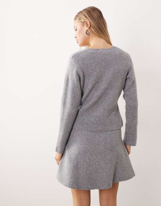 Cárdigan gris estructurado de punto de JDY (parte de un conjunto), 3 de 4