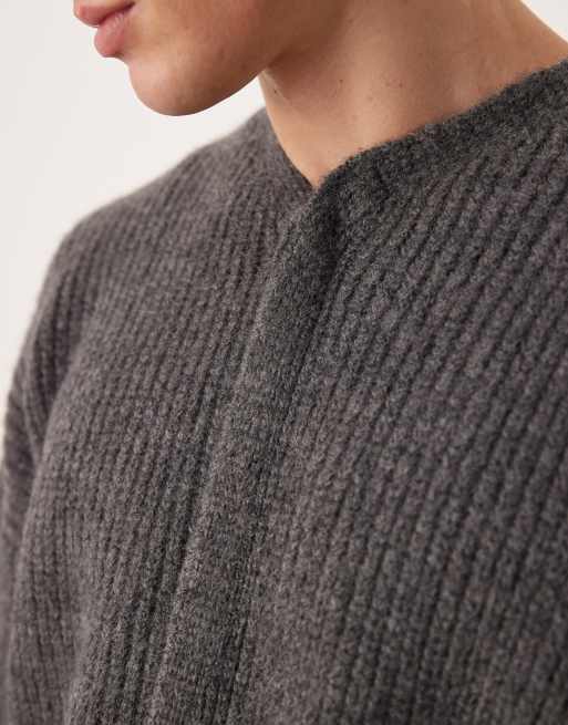 Cárdigan gris extragrande de canalé de punto de ASOS DESIGN, 5 de 5