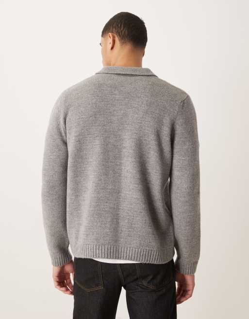 Cárdigan gris holgado con cuello tipo polo y botones de punto de ASOS DESIGN, 3 de 5